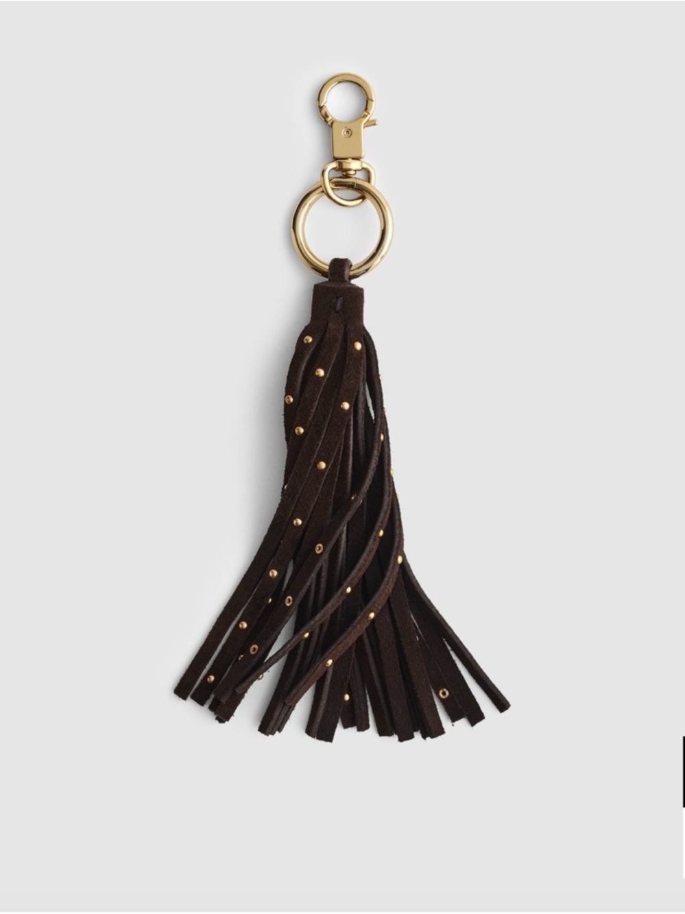 NWT/ Madewell Dark Brown Suede Studded Tassel Bag Charm